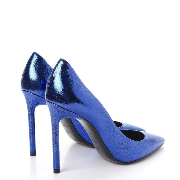 SAINT LAURENT METALLIC CRACKED GOATSKIN ANJA 105 PUMPS 37 (US 7) - Picture 2 of 9